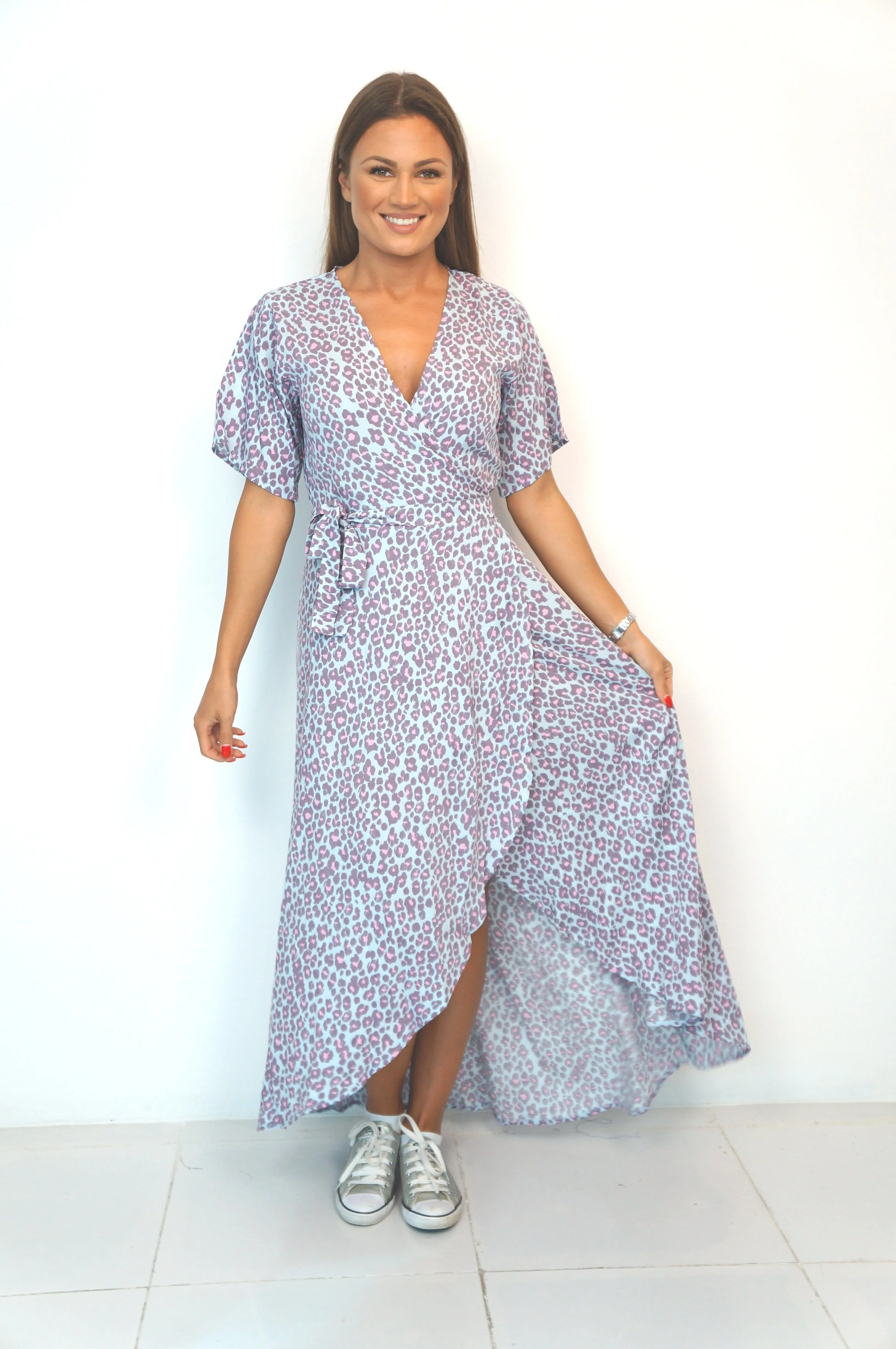 The Maxi Wrap Dress - Pastel Leopard