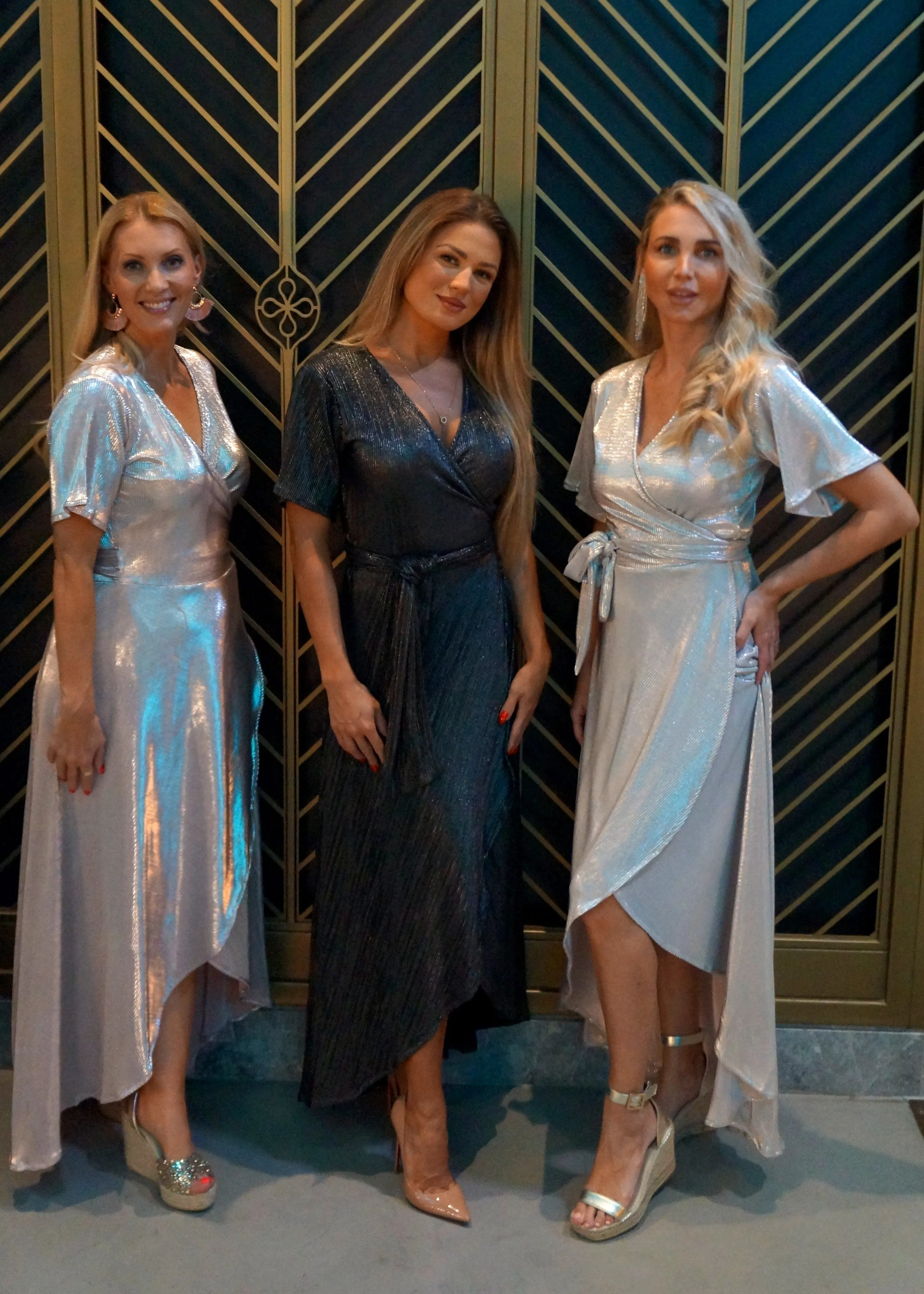 The Pleated Wrap Dress - Gold Sparkle