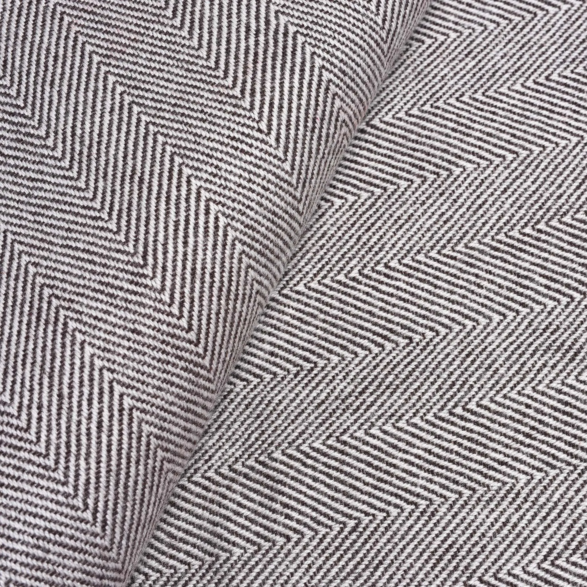 Wool Throw from Kashmir - Herringbone Charcoal